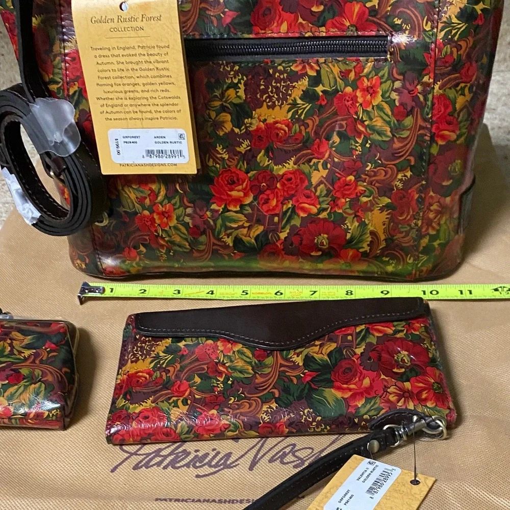 Patricia Nash Red Floral Shoulder Bag Set - Picture 7 of 13